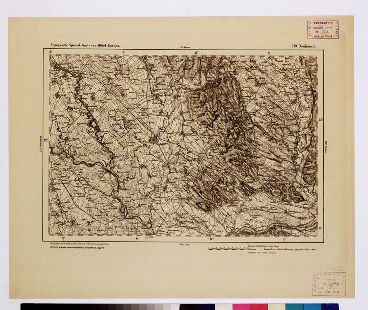 (N:16269) SPECIAL KARTE VON MITTEL EUROPA - NEUHAUSEL F 579 (B0012743) Carte e stampe antiche: riproduzione a colori su carta (formato A1)