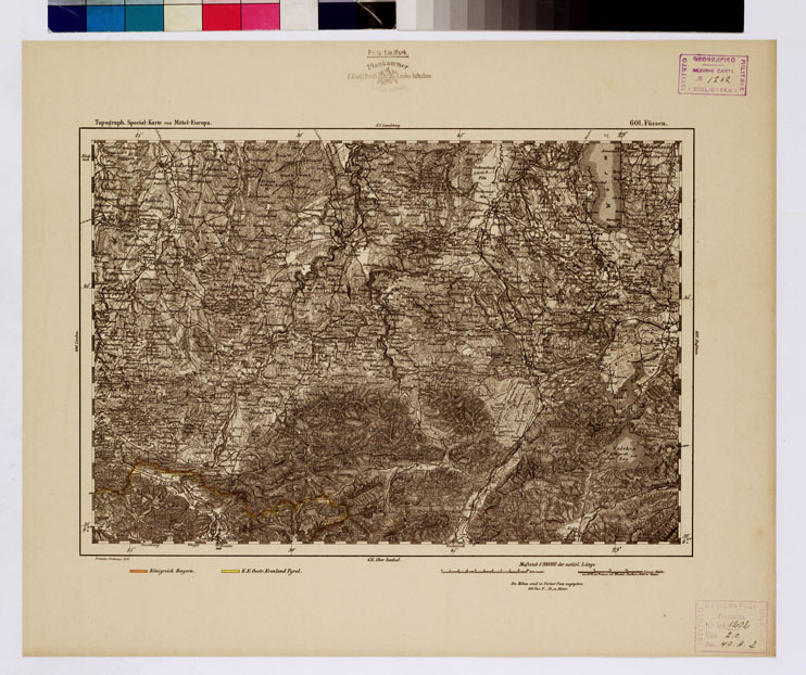 (N:16187) SPECIAL KARTE VON MITTEL EUROPA - FUSSEN F 601 (B0012758) Carte e stampe antiche: riproduzione a colori su carta (formato A1)