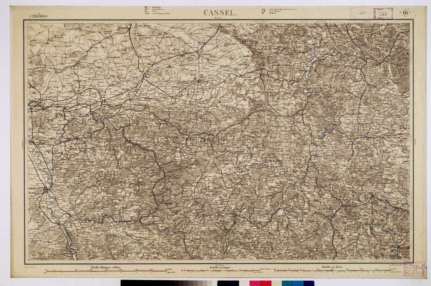 (N:8329) CARTE DE L'EUROPE CENTRALE - F 16 CASSEL (B0012803) Carte e stampe antiche: riproduzione a colori su carta (formato A1)