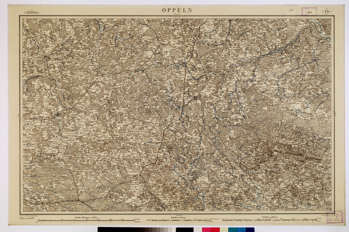 (N:8343) CARTE DE L'EUROPE CENTRALE - F 19 OPPELN (B0012806) Carte e stampe antiche: riproduzione a colori su carta (formato A1)