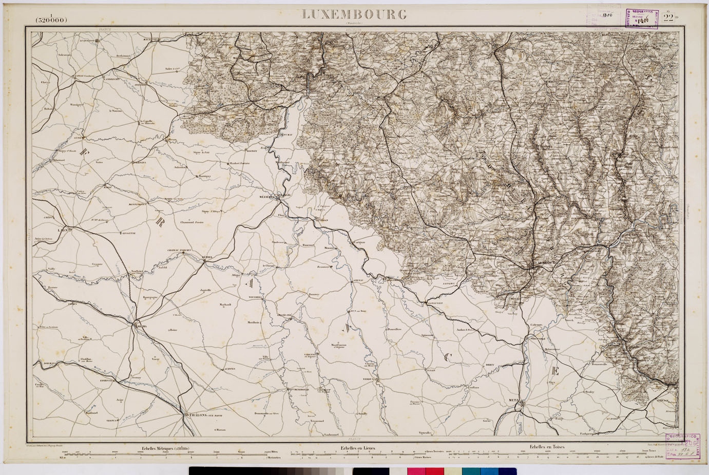 (N:8340) CARTE DE L'EUROPE CENTRALE - F 22 LUXEMBOURG (B0012807) Carte e stampe antiche: riproduzione a colori su carta (formato A1)