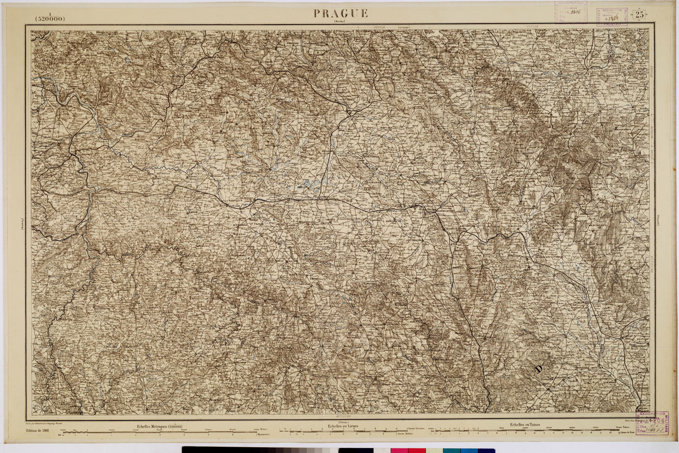 (N:8346) CARTE DE L'EUROPE CENTRALE - F 25 PRAGUE (B0012810) Carte e stampe antiche: riproduzione a colori su carta (formato A1)
