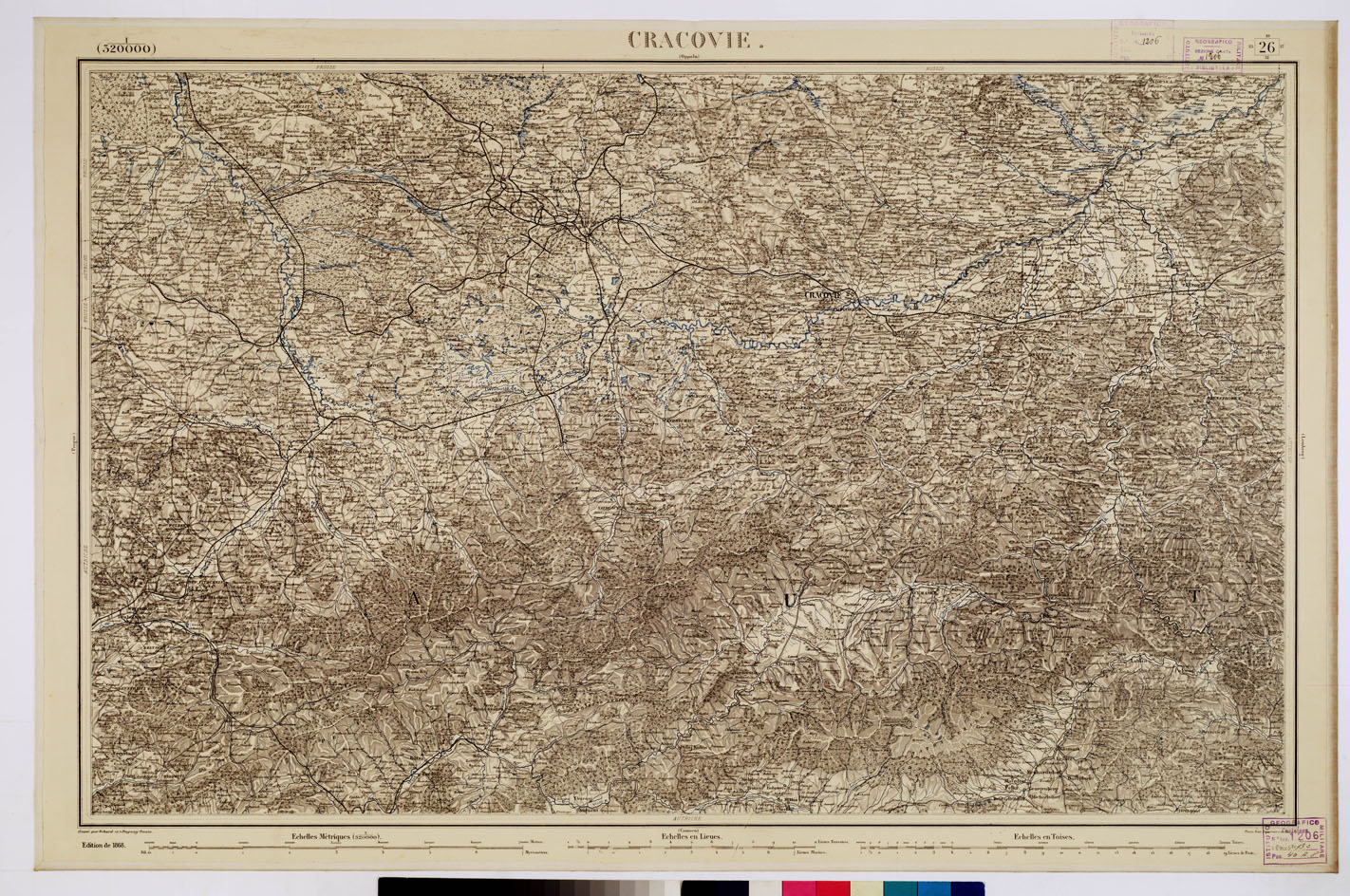 (N:8331) CARTE DE L'EUROPE CENTRALE - F 26 CRACOVIE (B0012811) Carte e stampe antiche: riproduzione a colori su carta (formato A1)