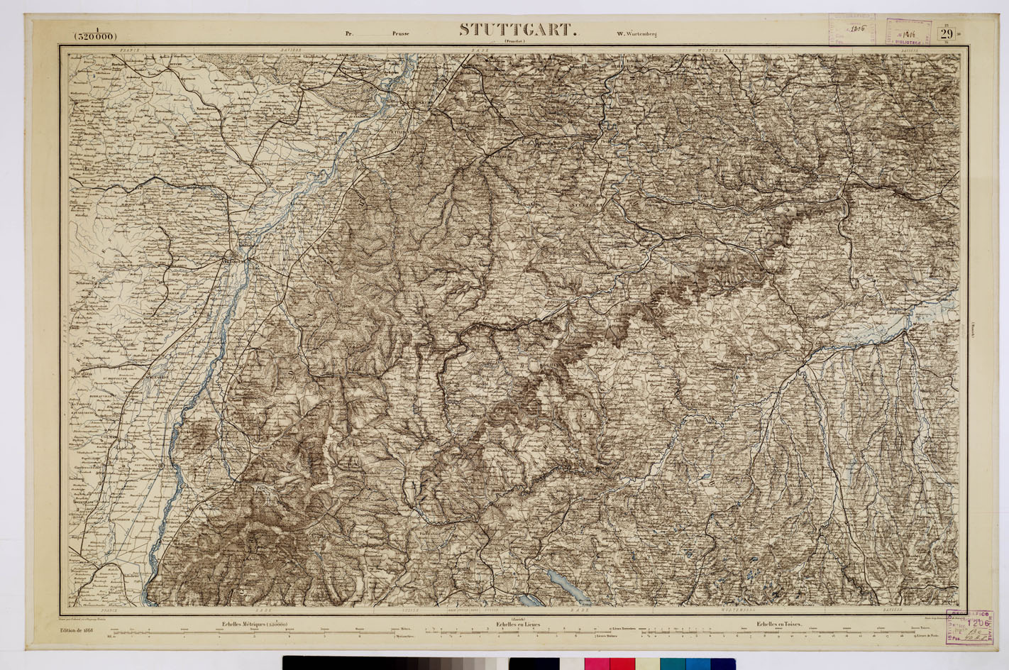 (N:8348) CARTE DE L'EUROPE CENTRALE - F 29 STUTTGART (B0012812) Carte e stampe antiche: riproduzione a colori su carta (formato A1)