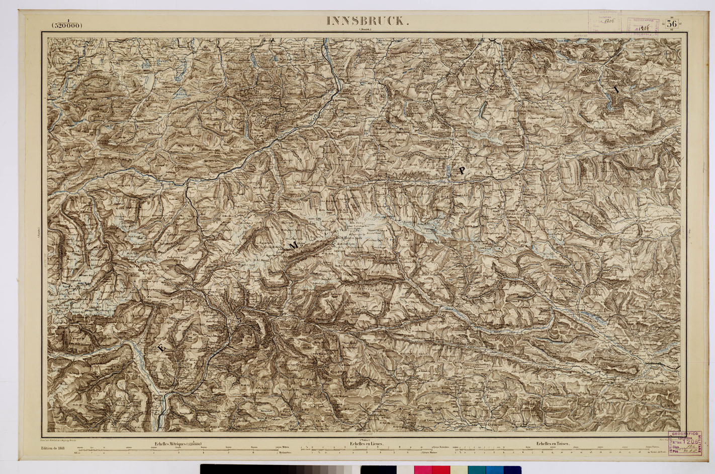 (N:8337) CARTE DE L'EUROPE CENTRALE - F 36 INNSBRUCK (B0012818) Carte e stampe antiche: riproduzione a colori su carta (formato A1)