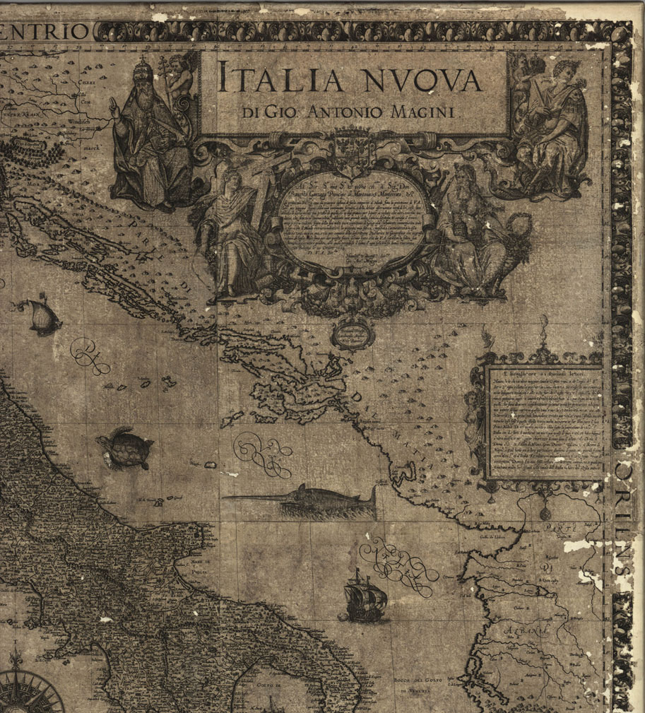 (N:409) ITALIA NUOVA DI GIO. ANTONIO MAGINI (B0012825, B0012826, B0012827, B0012828, B12825-28) Carte e stampe antiche: riproduzione a colori su carta (formato A1)