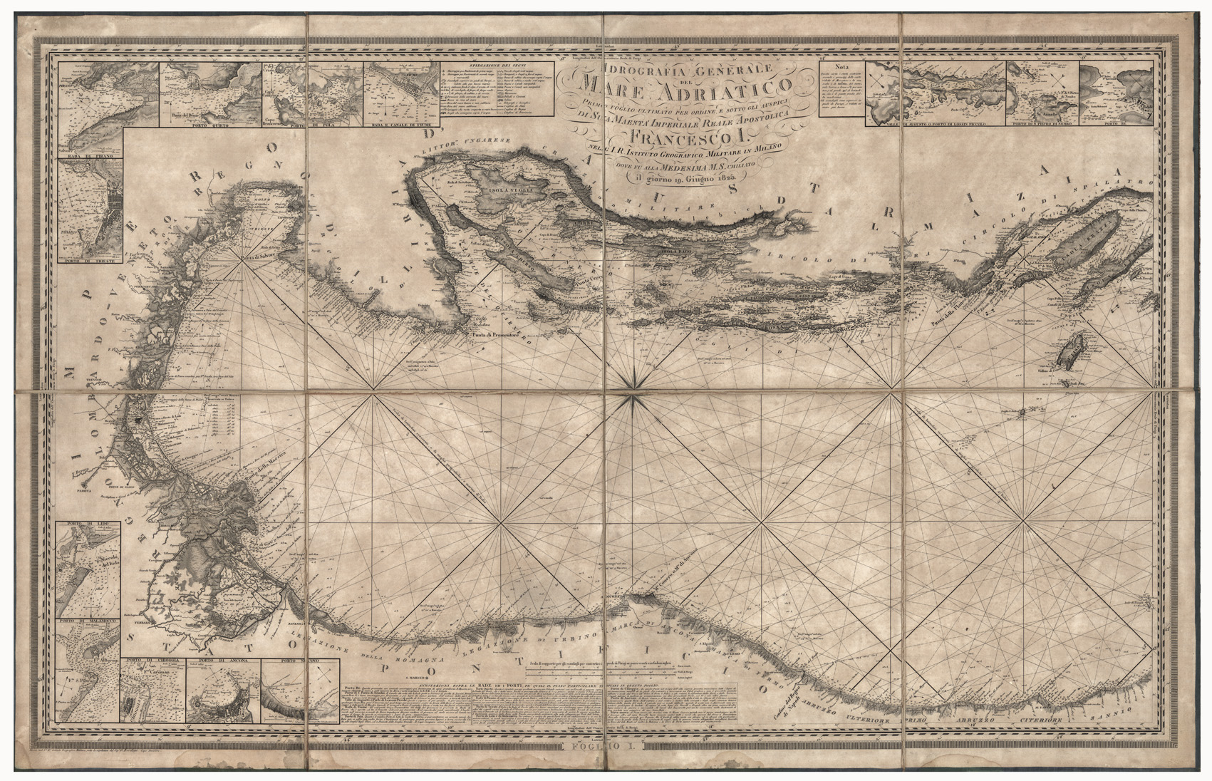 (N:9043) IDROGRAFIA GENERALE DEL MARE ADRIATICO - Foglio I (B0012879) Carte e stampe antiche: riproduzione a colori su carta (formato A1)