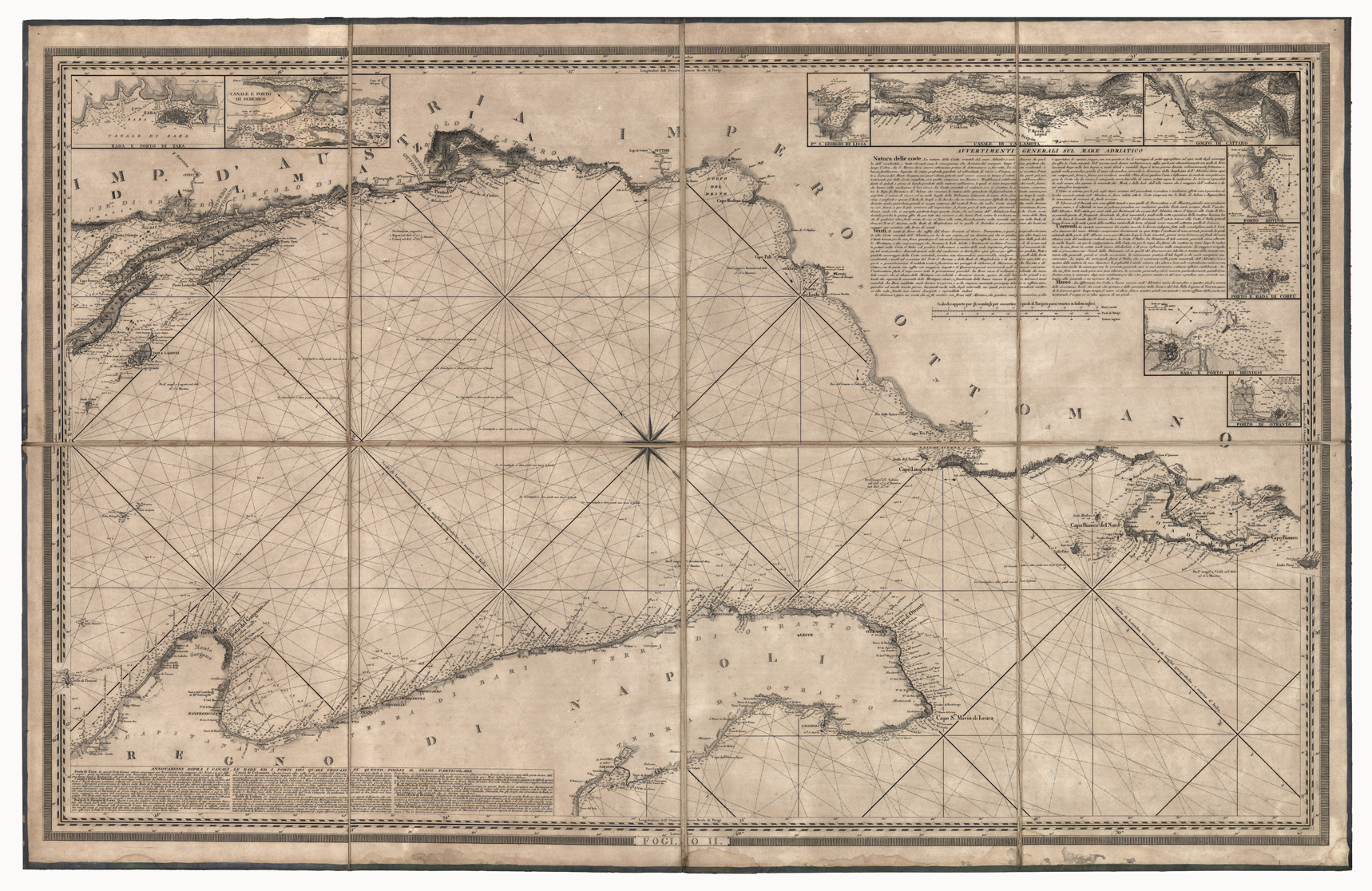 (N:9669) IDROGRAFIA GENERALE DEL MARE ADRIATICO - Foglio II (B0012887) Carte e stampe antiche: riproduzione a colori su carta (formato A1)
