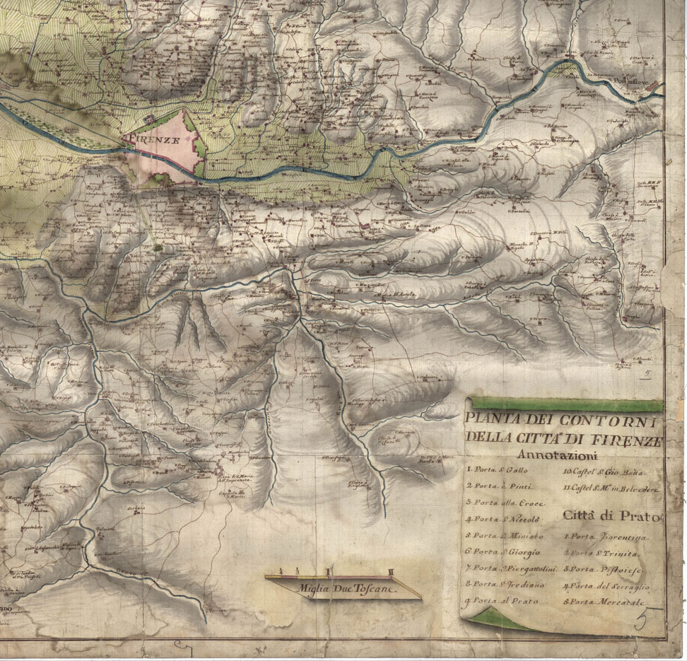 (N:13964) PIANTA DEI CONTORNI DELLA CITTA' DI FIRENZE (B0012931, B0012932, B0012933, B0012934, B12931-34) Carte e stampe antiche: riproduzione a colori su carta (formato A1)
