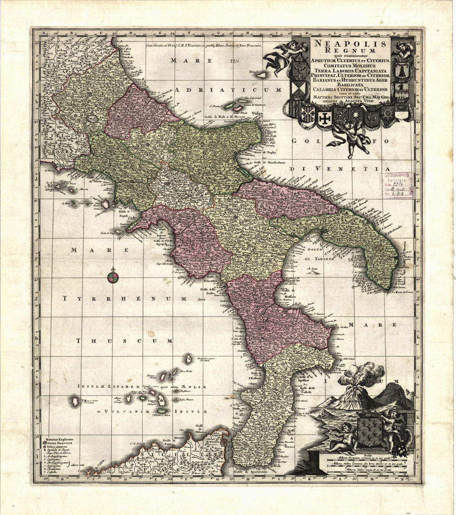(N:15521) NEAPOLIS REGNUM QUO CONTINENTUR APRUTIUM ULTERIUS ET CITERIUS, ecc., ecc., - Regno di Napoli (B0012945) Carte e stampe antiche: riproduzione a colori su carta (formato A1)