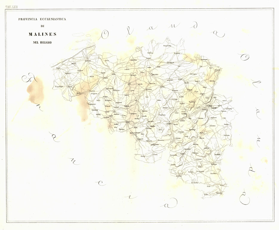 (N:6760) L'Atlante del Petri - Parte II Tavole LXII - PROVINCIA ECCLESIASTICA DI MALINES NEL BELGIO. (B0013198, B0013202) Carte e stampe antiche: riproduzione a colori su carta (formato A1)