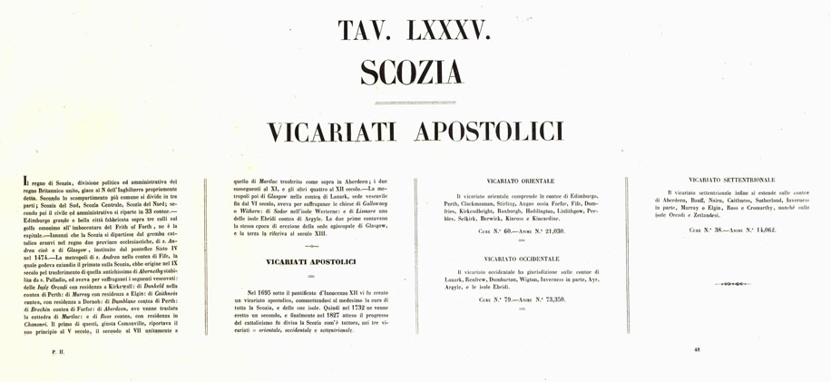 (N:6683) L'Atlante del Petri - Parte II Tavole LXXXV -VICARIATI APOSTOLICI NELLA SCOZIA. (B0013244, B0013252) Carte e stampe antiche: riproduzione a colori su carta (formato A1)