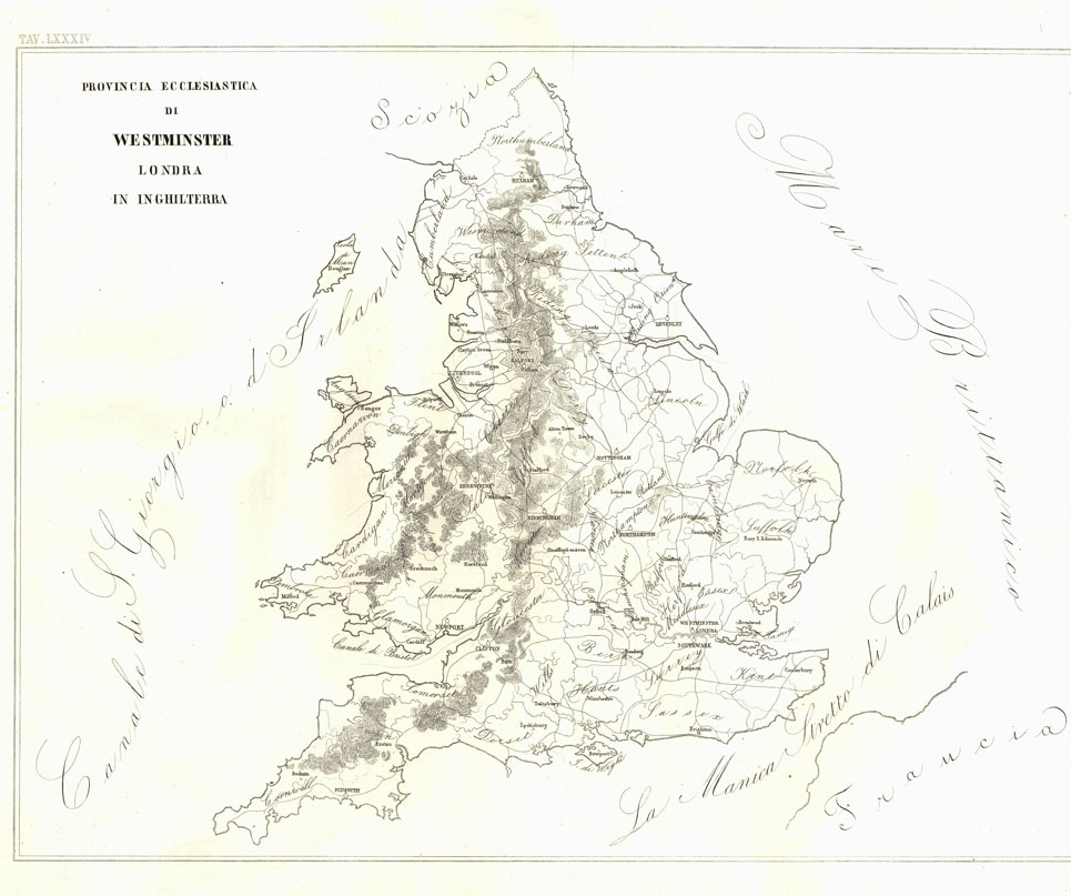 (N:6687) L'Atlante del Petri - Parte II Tavole LXXXIV - PROVINCIA ECCLESIASTICA DI WESTMINSTER LONDRA IN INGHILTERRA. (B0013241, B0013242, B0013245) Carte e stampe antiche: riproduzione a colori su carta (formato A1)