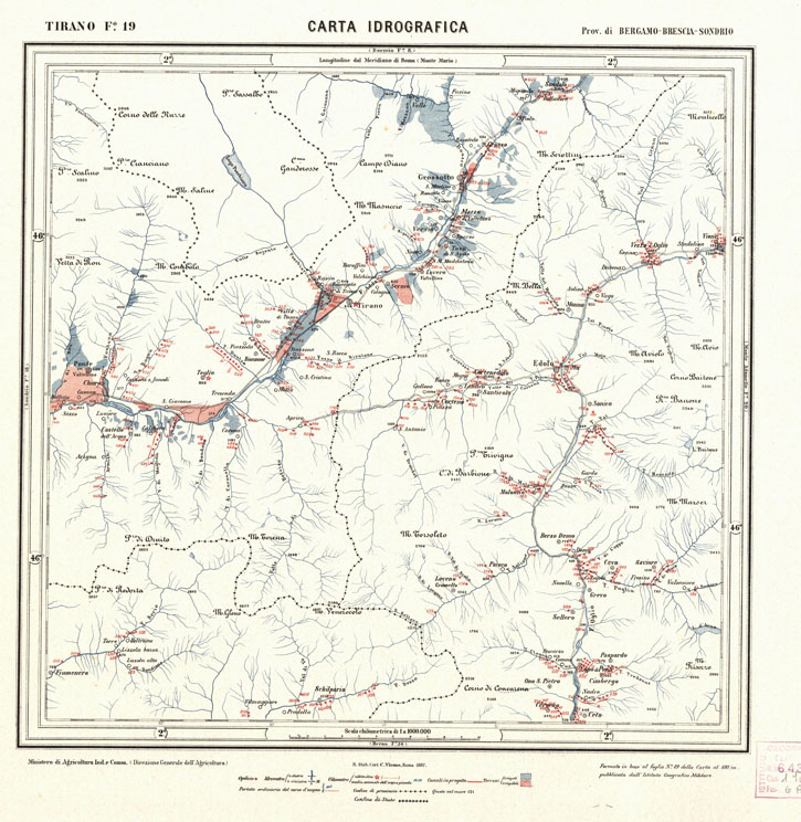 (N:3831) CARTA IDROGRAFICA DEL REGNO D'ITALIA - Foglio 19 - Tirano (B0013290) Carte e stampe antiche: riproduzione a colori su carta (formato A1)