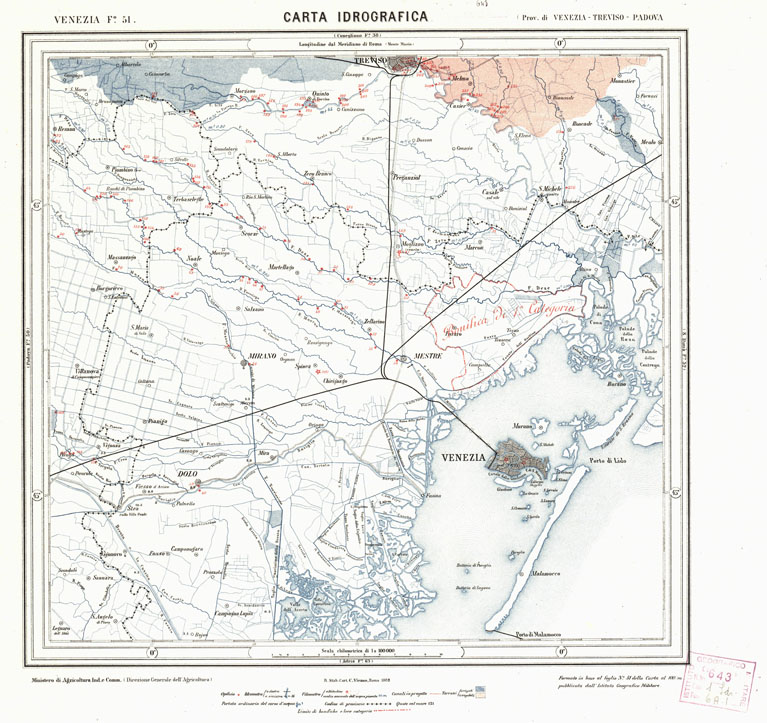 (N:1919) CARTA IDROGRAFICA DEL REGNO D'ITALIA - Foglio 51 - Venezia (B0013320) Carte e stampe antiche: riproduzione a colori su carta (formato A1)