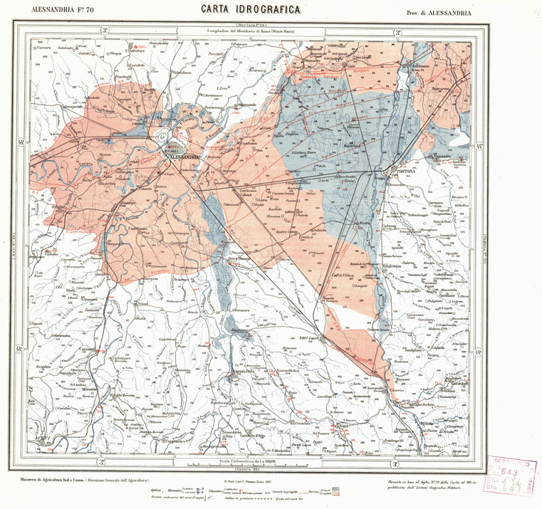 (N:1725) CARTA IDROGRAFICA DEL REGNO D'ITALIA - Foglio 70 - Alessandria (B0013338) Carte e stampe antiche: riproduzione a colori su carta (formato A1)