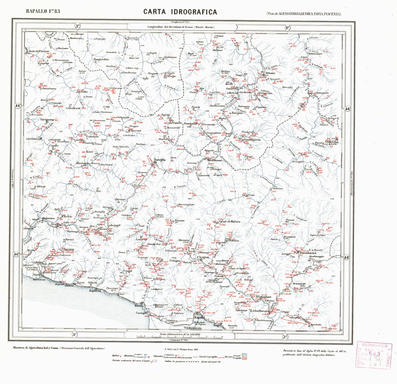 (N:1706) CARTA IDROGRAFICA DEL REGNO D'ITALIA - Foglio 83 - Rapallo (B0013351) Carte e stampe antiche: riproduzione a colori su carta (formato A1)
