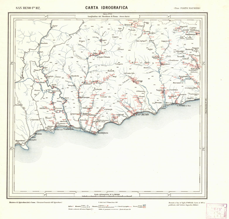 (N:1684) CARTA IDROGRAFICA DEL REGNO D'ITALIA - Foglio 102 - San Remo (B0013368) Carte e stampe antiche: riproduzione a colori su carta (formato A1)