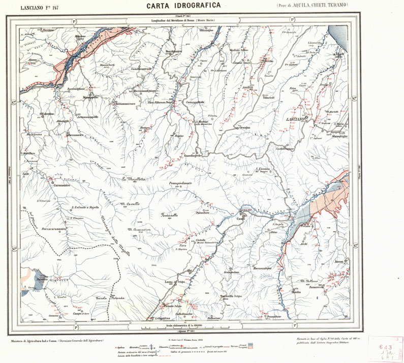 (N:1178) CARTA IDROGRAFICA DEL REGNO D'ITALIA - Foglio 147 - Lanciano (B0013413) Carte e stampe antiche: riproduzione a colori su carta (formato A1)