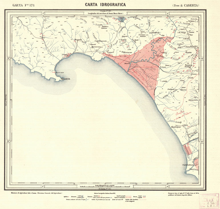 (N:1104) CARTA IDROGRAFICA DEL REGNO D'ITALIA - Foglio 171 - Gaeta (B0013433) Carte e stampe antiche: riproduzione a colori su carta (formato A1)