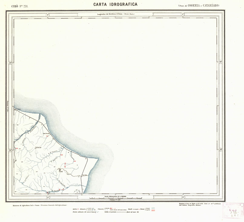 (N:929) CARTA IDROGRAFICA DEL REGNO D'ITALIA - Foglio 231 - Cir (B0013473) Carte e stampe antiche: riproduzione a colori su carta (formato A1)