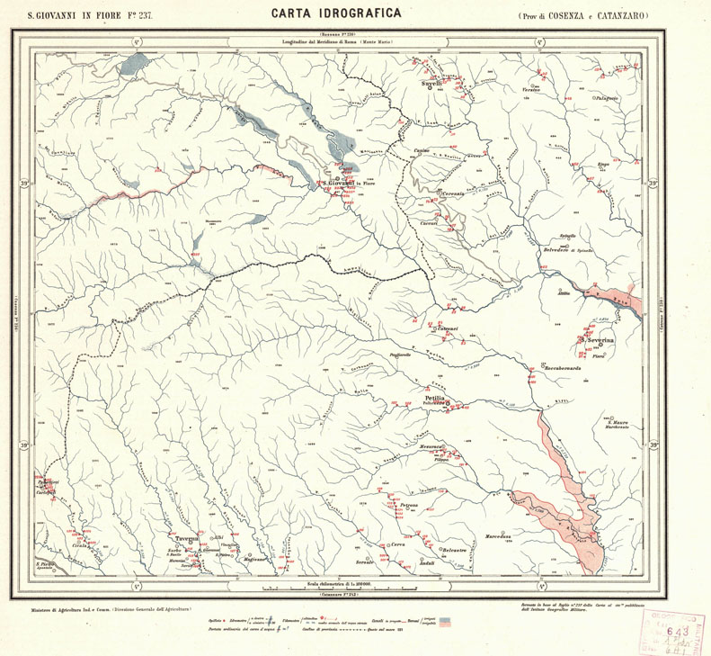 (N:926) CARTA IDROGRAFICA DEL REGNO D'ITALIA - Foglio 237 - S. Giovanni in Fiore (B0013475) Carte e stampe antiche: riproduzione a colori su carta (formato A1)