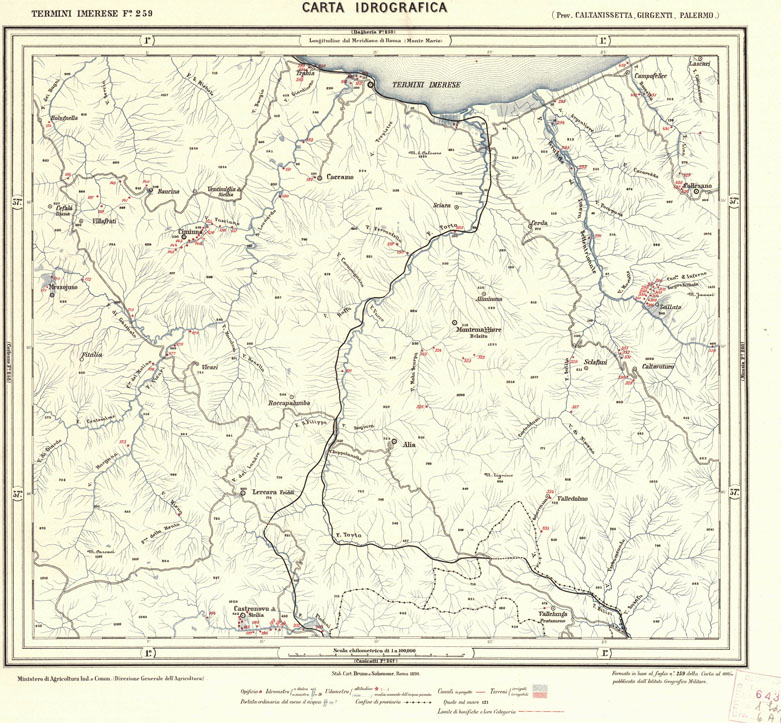 (N:725) CARTA IDROGRAFICA DEL REGNO D'ITALIA - Foglio 259 - Termini Imerese (B0013494) Carte e stampe antiche: riproduzione a colori su carta (formato A1)