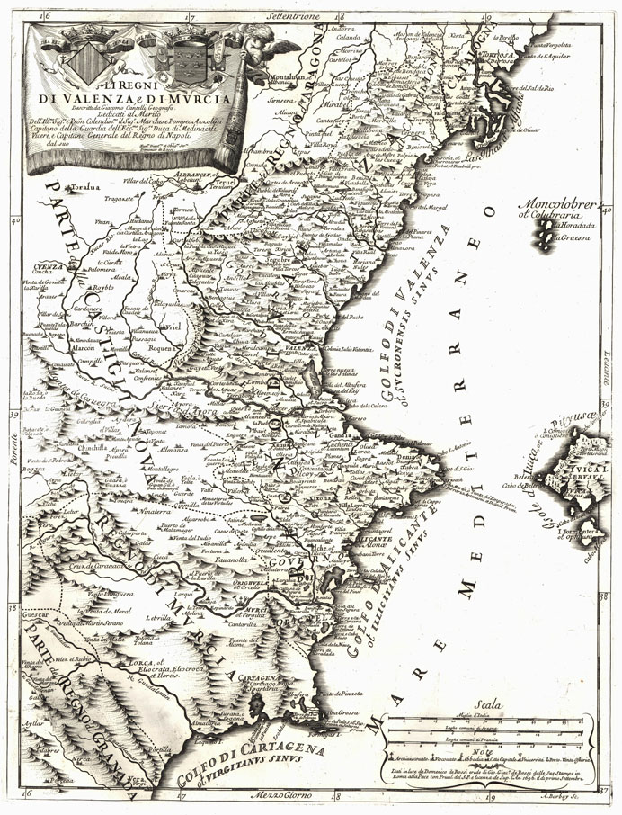(N:18008) Li Regni di Valenza e di Murcia (Calc.Camerale) 
 (B0013517) Carte e stampe antiche: riproduzione a colori su carta (formato A1)
