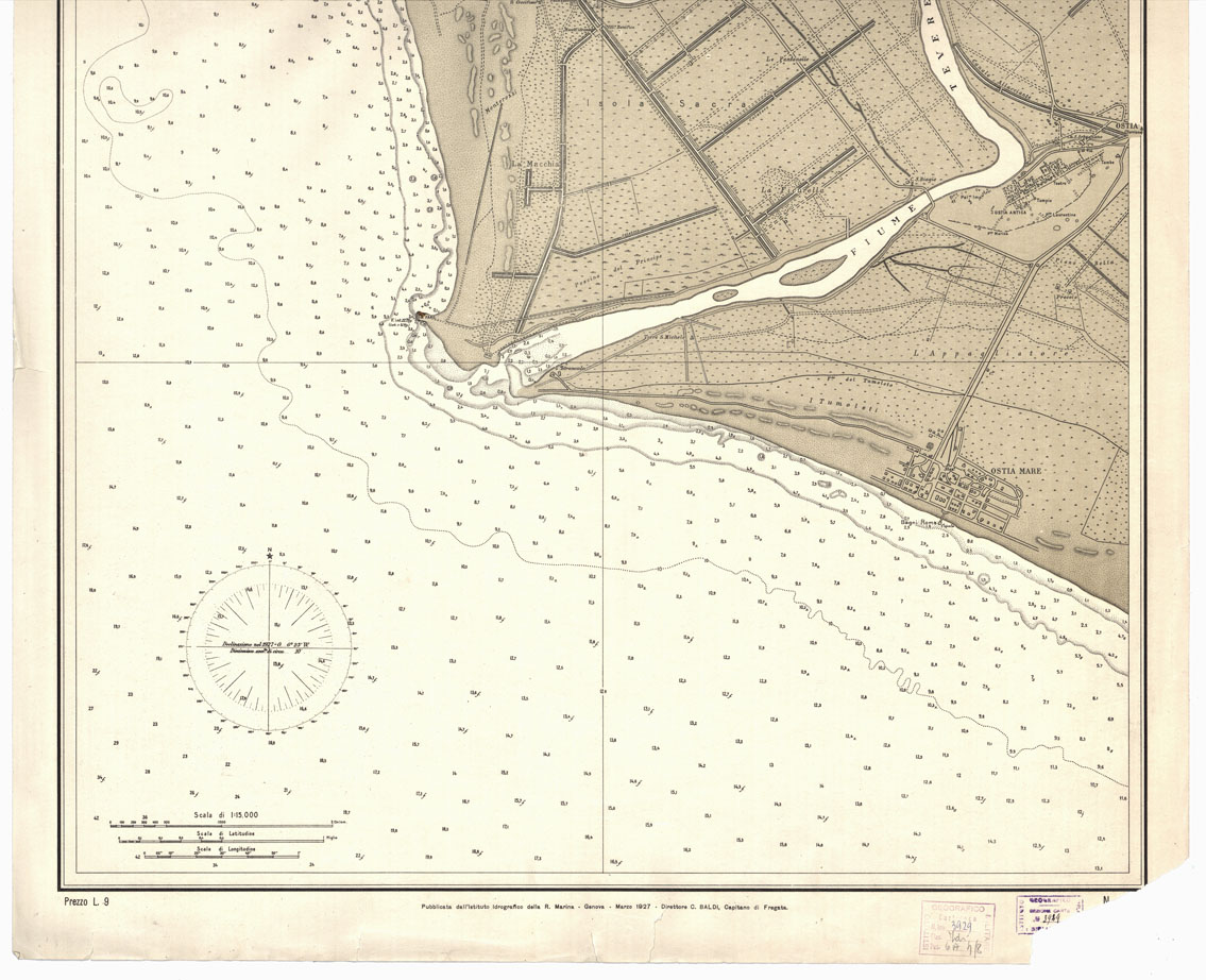 (N:9793) FOCI DEL TEVERE E LITORALE ADIACENTE (B0013649, B0013650) Carte e stampe antiche: riproduzione a colori su carta (formato A1)