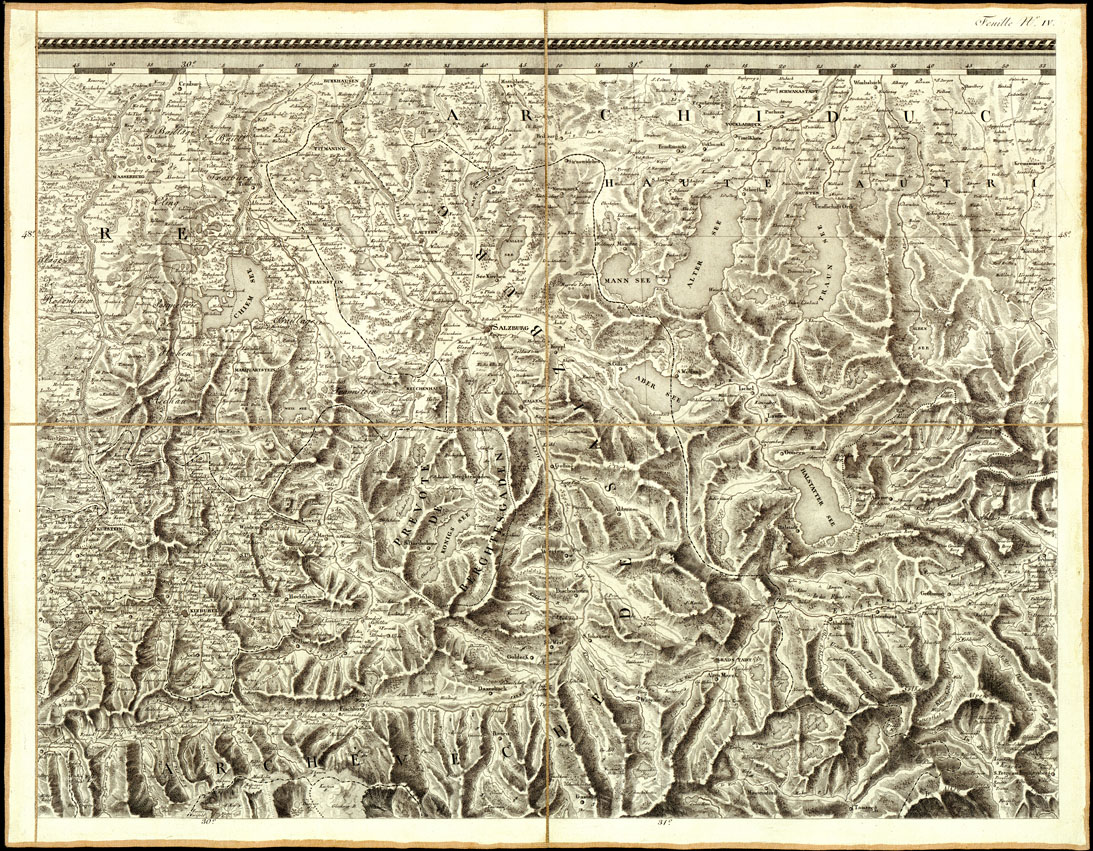 (N:993) CARTE GENERALE DU THEATRE DE LA GUERRE EN ITALIE ET DANS LES ALPES...(Carta Generale del teatro della guerra in Italia...) - Foglio 4 - Salisburgo (B0013822) Carte e stampe antiche: riproduzione a colori su carta (formato A1)