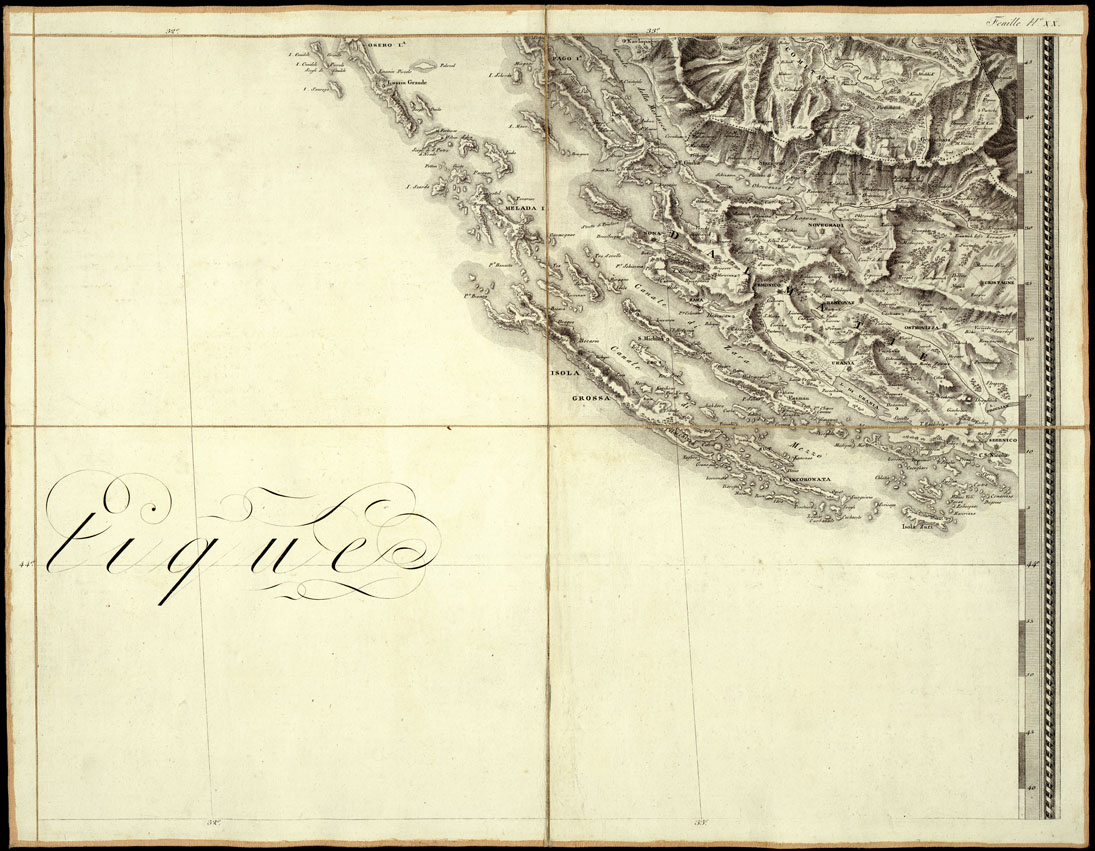 (N:976) CARTE GENERALE DU THEATRE DE LA GUERRE EN ITALIE ET DANS LES ALPES...(Carta Generale del teatro della guerra in Italia...) - Foglio 20 - Sebenico, Zara (B0013838) Carte e stampe antiche: riproduzione a colori su carta (formato A1)