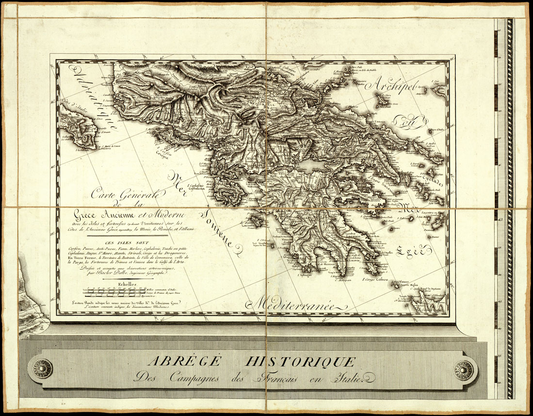 (N:970) CARTE GENERALE DU THEATRE DE LA GUERRE EN ITALIE ET DANS LES ALPES...(Carta Generale del teatro della guerra in Italia...) - Foglio 25 Grecia (B0013843) Carte e stampe antiche: riproduzione a colori su carta (formato A1)