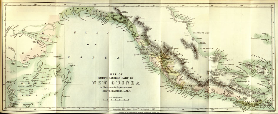 (N:16697) MAP OF SOUTH WESTERN PART OF NEW GUINEA. (B0013855) Carte e stampe antiche: riproduzione a colori su carta (formato A1)