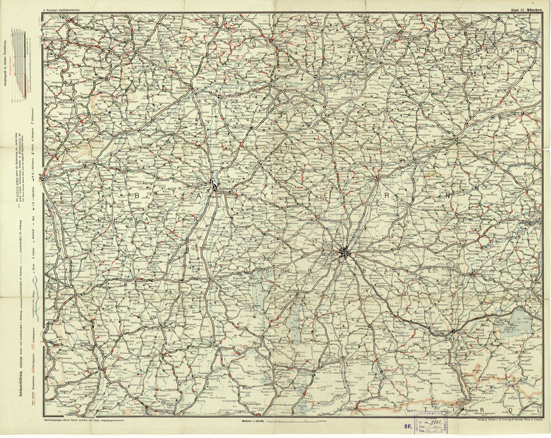 (N:16739) GERMANIA - AUTOMOBIL - UND RADFAHRER - KARTEN BLATT 23 MUNCHEN (B0013872) Carte e stampe antiche: riproduzione a colori su carta (formato A1)