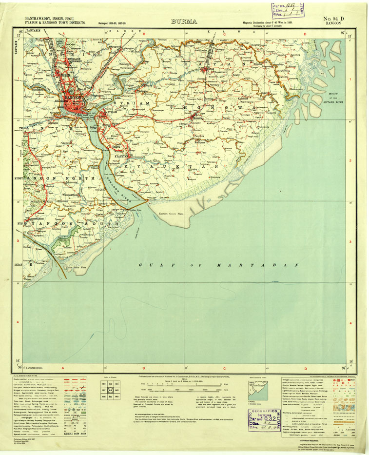 (N:16784) BURMA - RANGOON F No.94.D (B0013954) Carte e stampe antiche: riproduzione a colori su carta (formato A1)