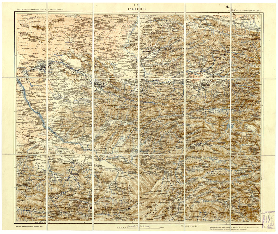 (N:16804) RUSSIA - CARTA DEI CONFINI MERIDIONALI DELLA RUSSIA ASIATICA F XIX TASHKENT (B0013966) Carte e stampe antiche: riproduzione a colori su carta (formato A1)