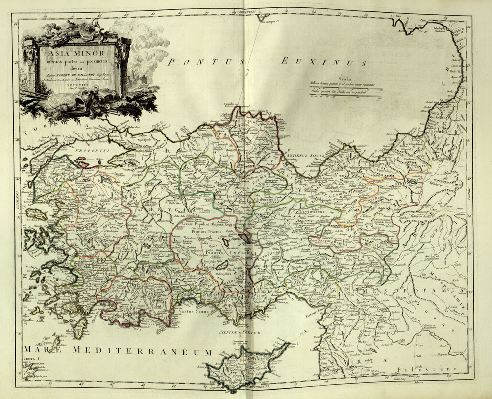 (N:16843) ASIA MINORE IN SUAS PARTES SEU PROVINCIAE DIVISA AUTORE ROBERT DE VAUGONDY (B0013998) Carte e stampe antiche: riproduzione a colori su carta (formato A1)