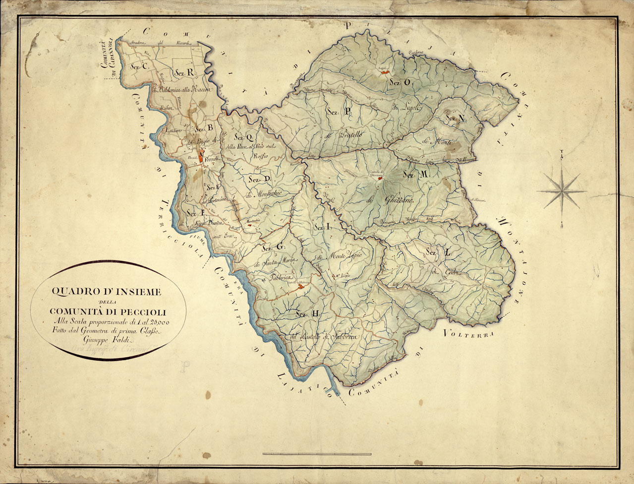 (N:16869) QUADRO D'INSIEME COMUNITA' PECCIOLI. (B0014083) Carte e stampe antiche: riproduzione a colori su carta (formato A1)