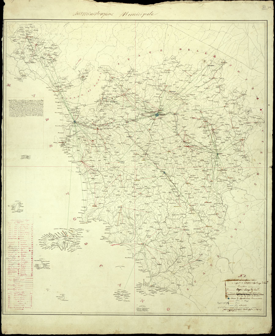 (N:16873) RIDUZIONE AL 1:400.000 DELLA CARTA DELL' INGHIRAMI (B0014087) Carte e stampe antiche: riproduzione a colori su carta (formato A1)