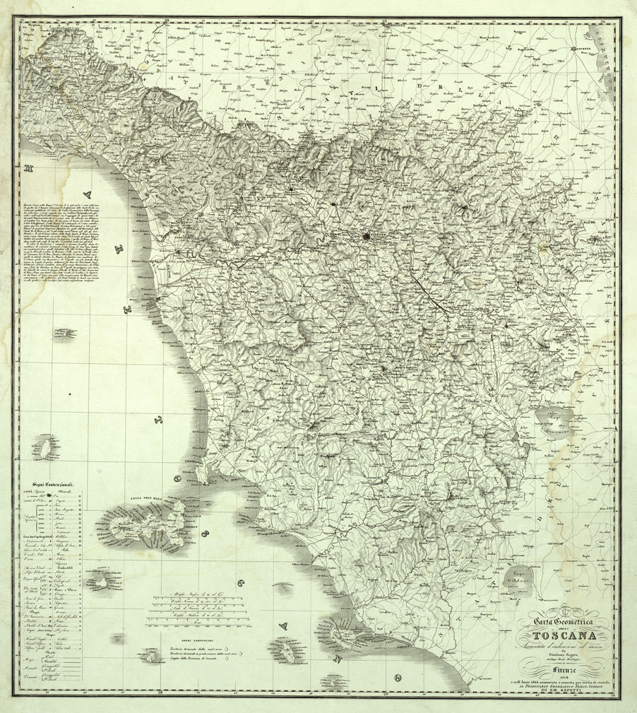 (N:16875) RIDUZIONE AL 1:400.000 DELLA CARTA DELL'INGHIRAMI. (B0014089) Carte e stampe antiche: riproduzione a colori su carta (formato A1)
