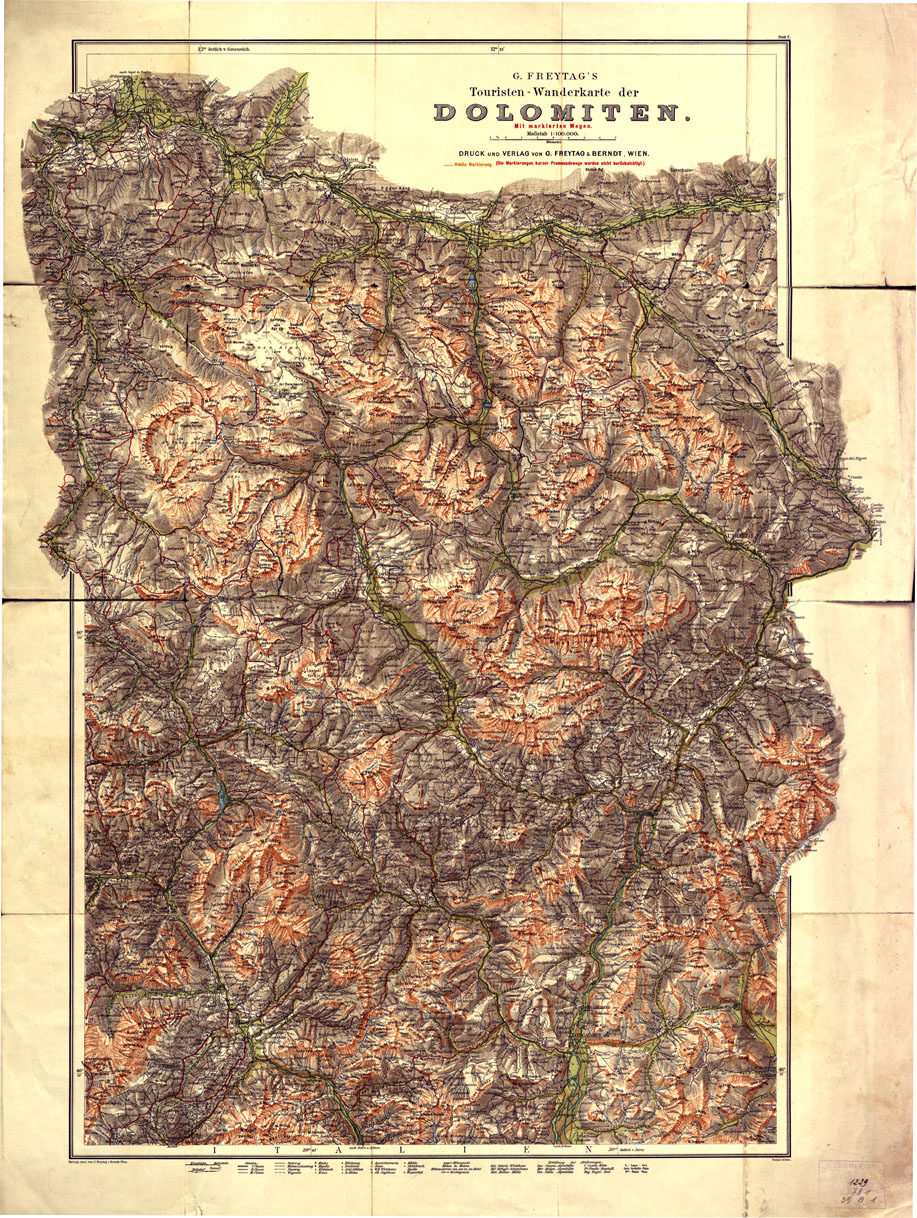 (N:16862) TOURISTEN - WANDERKARTE DER DOLOMITEN DRUCK UND VER LAG VON G. FREYTAG & BERNDT - Foglio 1 (B0014108) Carte e stampe antiche: riproduzione a colori su carta (formato A1)