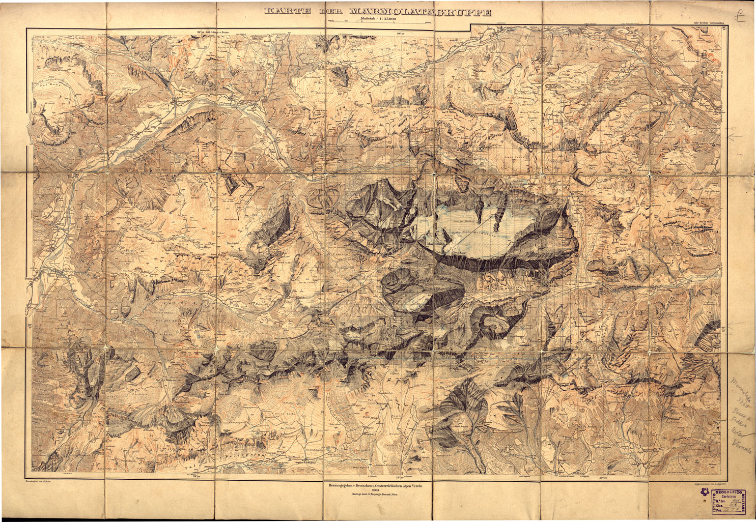 (N:16865) KARTE DER MARMOLATAGRUPPE (B0014110) Carte e stampe antiche: riproduzione a colori su carta (formato A1)