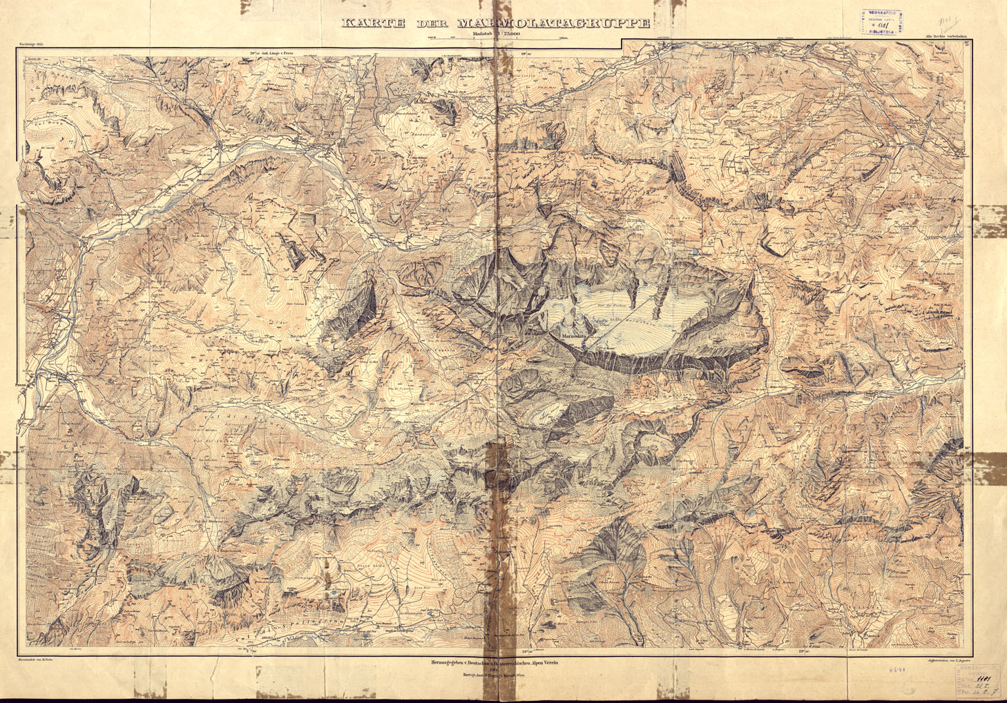 (N:16876) KARTE DER MARMOLATAGRUPPE (B0014111) Carte e stampe antiche: riproduzione a colori su carta (formato A1)