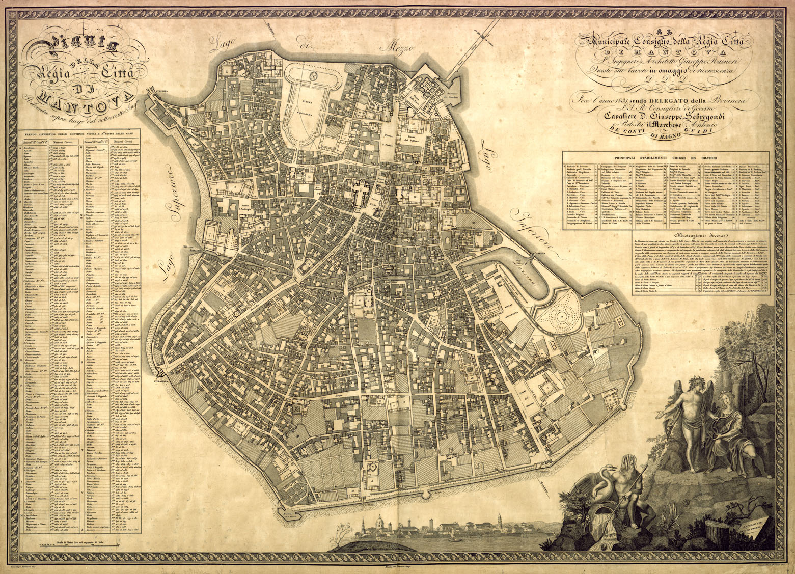 (N:16877) PIANTA DELLA REGIA CITTA' DI MANTOVA RILEVATA SOPRA LUOGO DAL SOTTOSCRITTO ING. (B0014112) Carte e stampe antiche: riproduzione a colori su carta (formato A1)