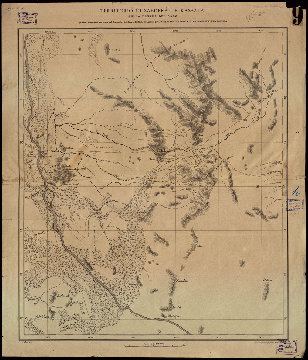 (N:16671) TERRITORIO DI SABDERAT E KASSALA SULLA DESTRA DEL GASC. (B0014115) Carte e stampe antiche: riproduzione a colori su carta (formato A1)