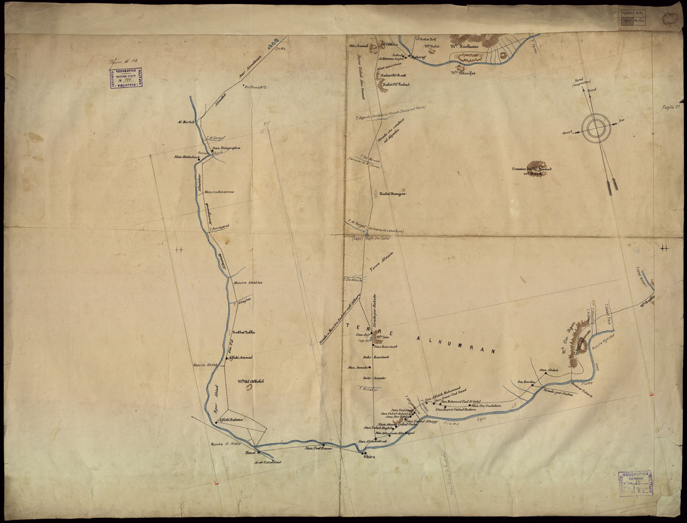 (N:16667) STATO MAGGIORE EGIZIANO - CARTA DELLA REGIONE COMPRESA FRA KASSALA, KUFFIT, GHIRA E MAI DARO. Foglio 3 GHIRA (B0014118) Carte e stampe antiche: riproduzione a colori su carta (formato A1)