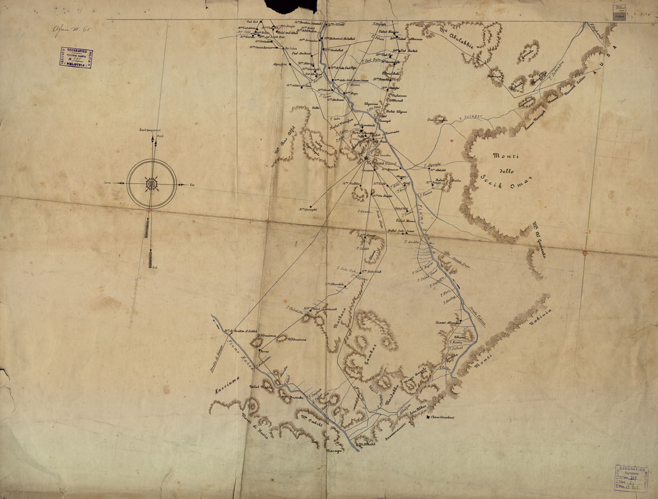 (N:16670) CARTA DELLA REGIONI GHEDAREF, DAKA E GALLABAT Foglio 6 Metamm (Gallabat) (B0014121) Carte e stampe antiche: riproduzione a colori su carta (formato A1)
