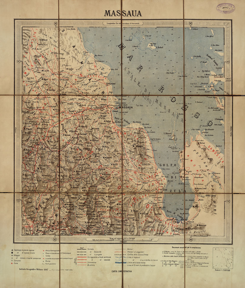 (N:16676) CARTA DELLA COLONIA ERITREA IN 8 FOGLI - Foglio 4 MASSAUA (B0014129) Carte e stampe antiche: riproduzione a colori su carta (formato A1)