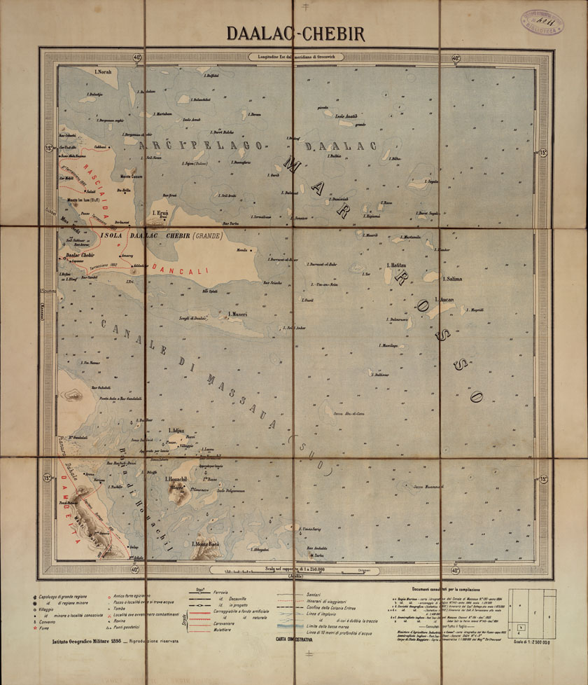 (N:16677) CARTA DELLA COLONIA ERITREA IN 8 FOGLI - Foglio 5 DAALAC CHEBIR (B0014130) Carte e stampe antiche: riproduzione a colori su carta (formato A1)