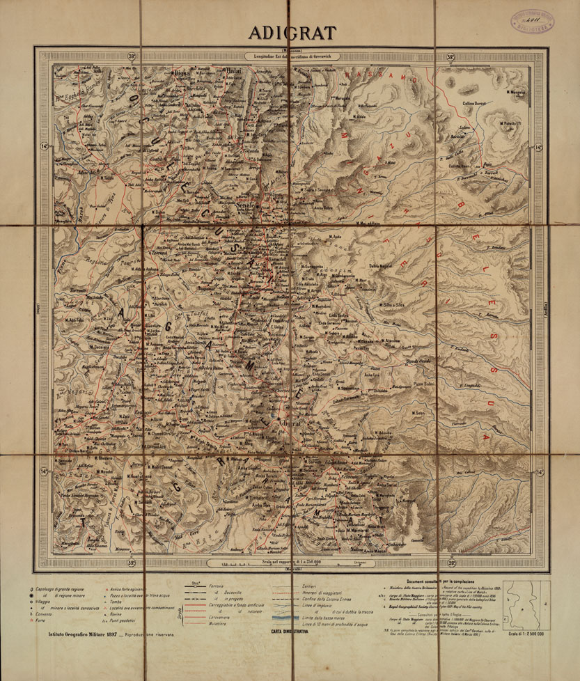 (N:16680) CARTA DELLA COLONIA ERITREA IN 8 FOGLI - Foglio 8 ADIGRAT (B0014133) Carte e stampe antiche: riproduzione a colori su carta (formato A1)